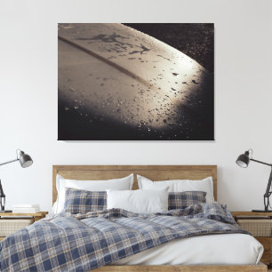 Coucher de soleil sur une planche de surf toile ét