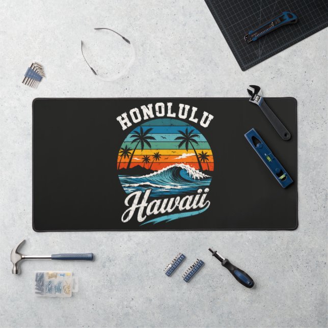 Coucher de soleil surf Honolulu Hawaï (Poste de travail)