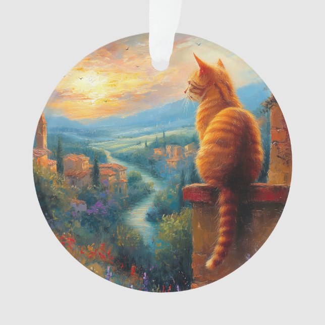 Coucher de soleil toscan avec un chat roux (devant)
