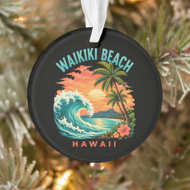 Coucher de soleil tropical à Waikiki Beach Hawaii (Arbre)