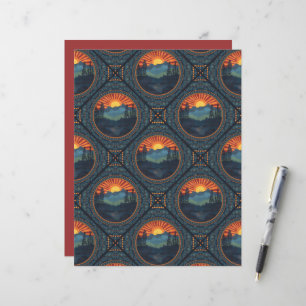 Coucher de soleil vintage Mandala Carrelage géomét