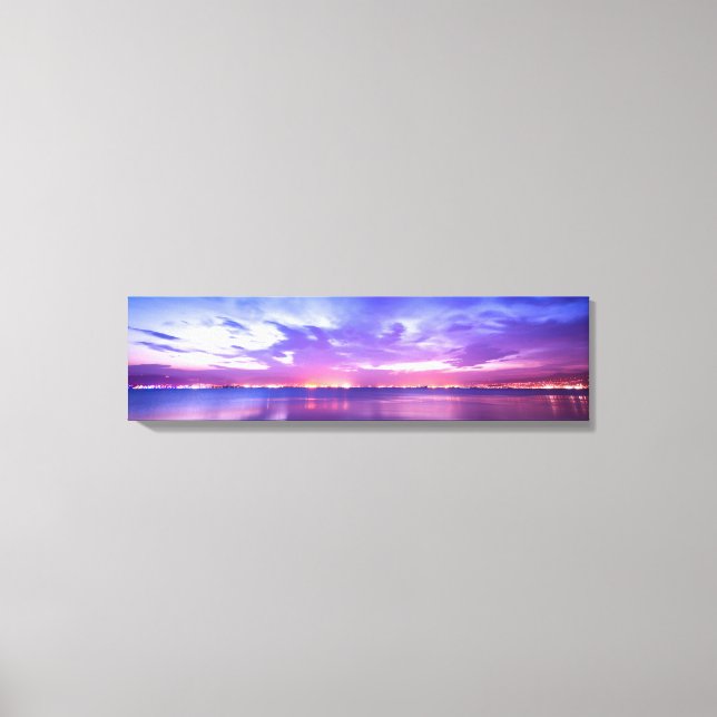 Coucher de soleil violet reflet toile panoramique (Recto)