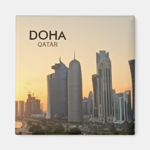 Coucher du soleil au-dessus de Doha, aimant carré