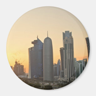 Coucher du soleil au-dessus de Doha, aimant rond