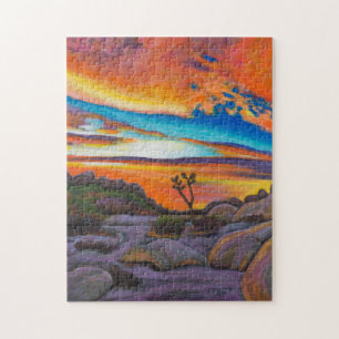 Coucher du soleil au puzzle d'arbre de Joshua