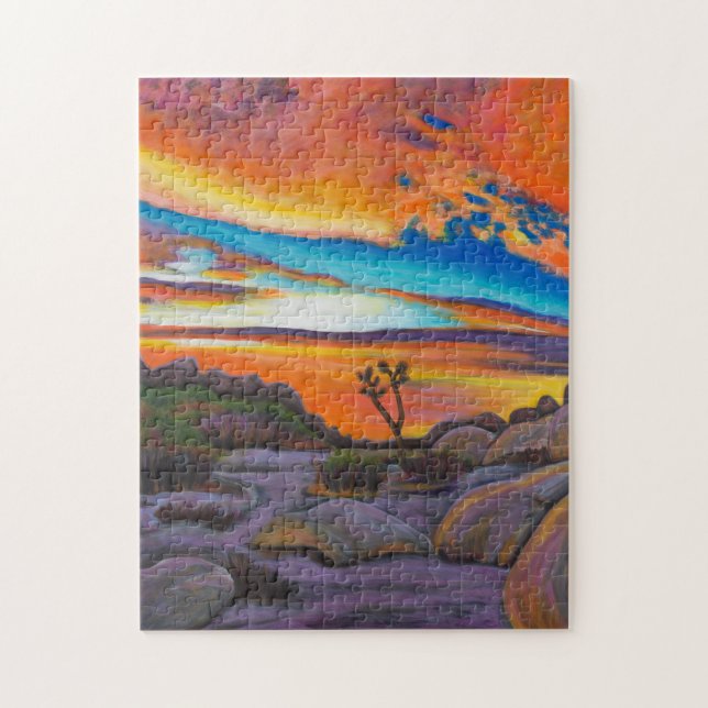 Coucher du soleil au puzzle d'arbre de Joshua (Vertical)