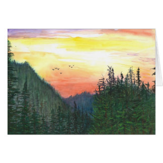 Coucher du soleil de forêt de l'Orégon