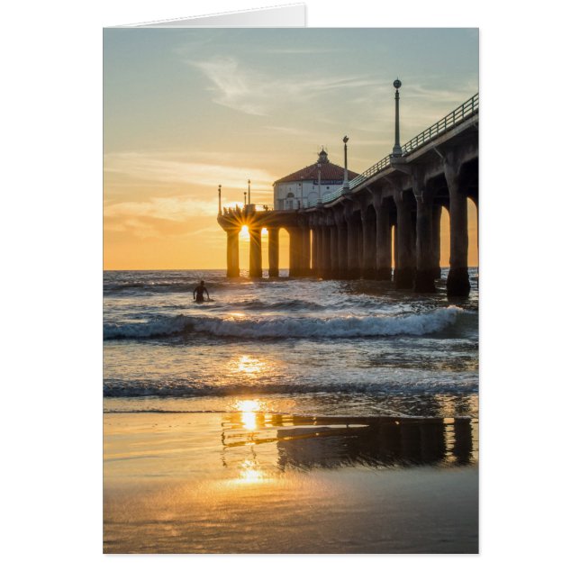 Coucher du soleil de pilier de Manhattan Beach (Devant)