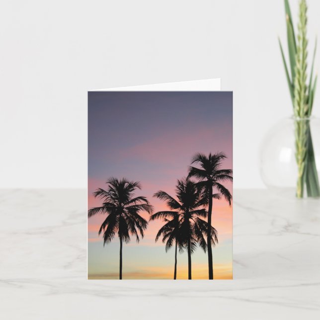 Coucher du soleil et carte pour notes de paumes (Devant)