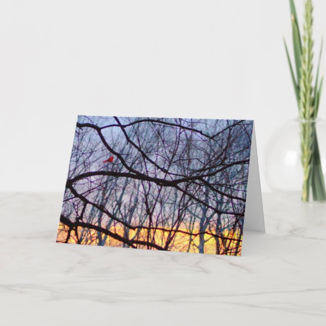 Coucher du soleil et une carte de voeux vierge (Devant)