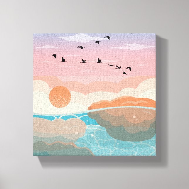 Coucher du soleil Gradient Wall Art | Toile enrobé (Recto)