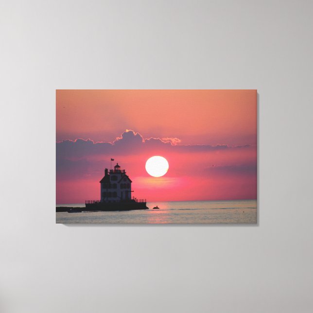 Coucher du soleil Phare de la scène toile étirée I (Recto)