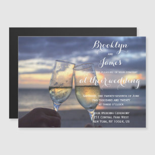 Coucher du soleil sur la plage Mariage Invitations