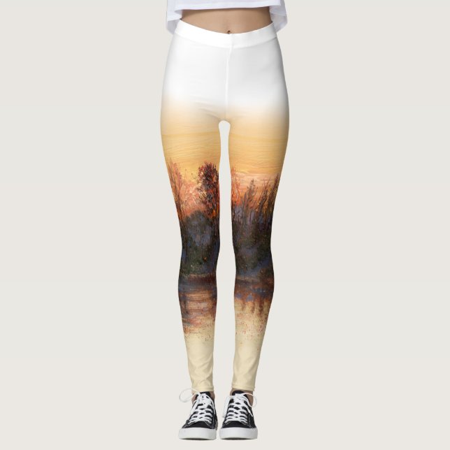 "Coucher du soleil sur la rivière" Leggings (Devant)