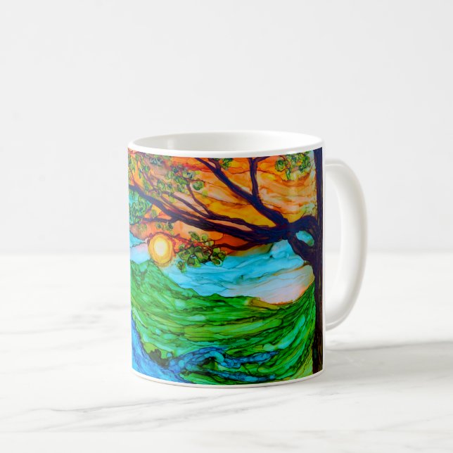Coucher du soleil sur la tasse de café de (Devant droit)
