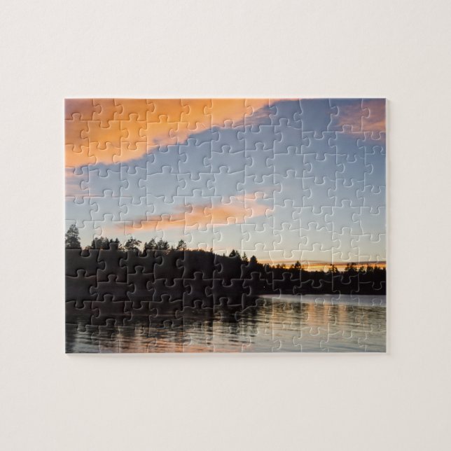 Coucher du soleil sur le puzzle de lac big Bear (Horizontal)