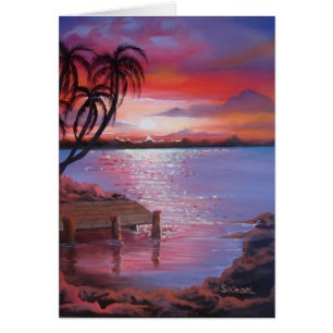 Coucher du soleil tropical - carte vierge