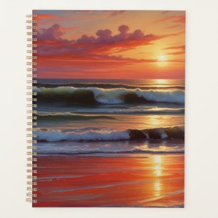 Coucher Rouge Océan Peinture de paysage marin