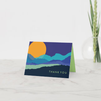 COUCHER SOLEIL & MONTAGNES Carte de remerciements