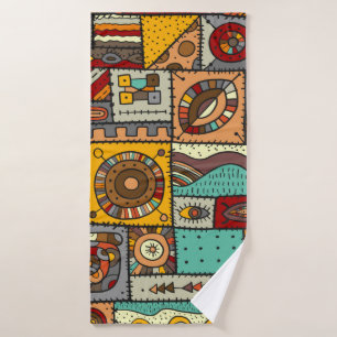 Coudre des morceaux de tissu dans un style patchwo