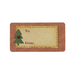 Coudre L'Arbre De Noël Vers Et Depuis Le Étiquette