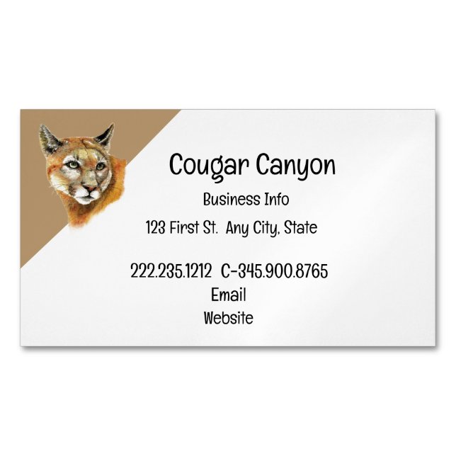 Cougar aquarelle avec Carte de visite de sentiers  (devant)