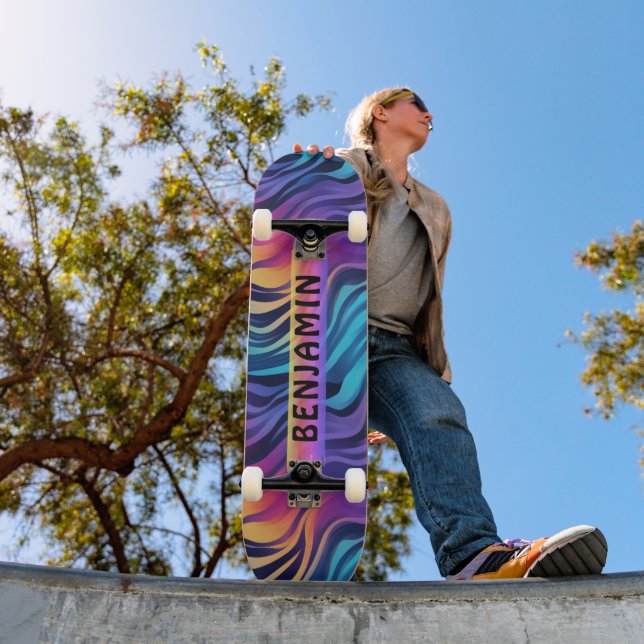 Couleur 90s Wave Motif Skateboard (Extérieur 1)