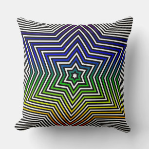 Couleur arc-en-ciel étoile Coussin rouge jaune ble