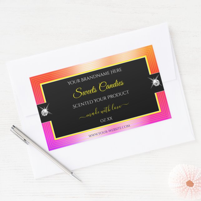 Couleur arc-en-ciel noir brillants Étiquette produ (Enveloppe)