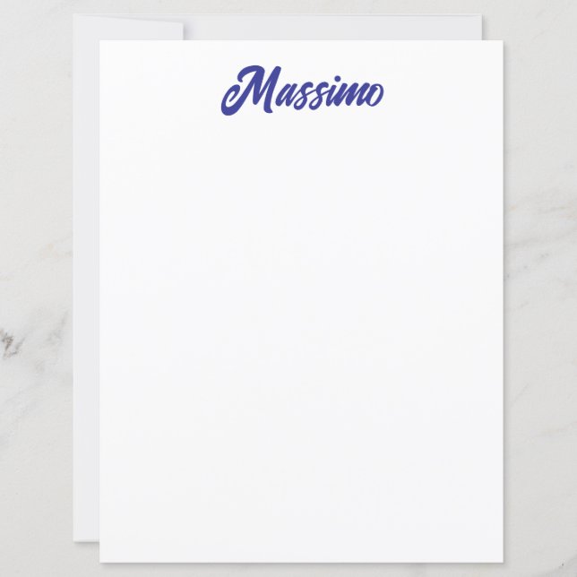 Couleur bleu profond, calligraphie de nom simple m (Devant)