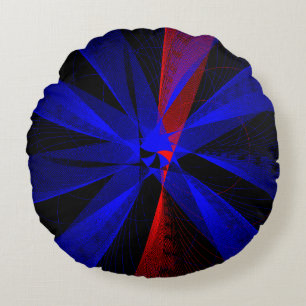 Couleur bleuet Abstrait Coussin circulaire géométr