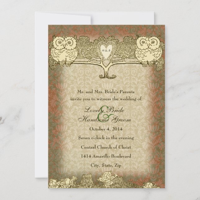 Couleur chaude Faire-part de mariage rouge or Vint (Devant)