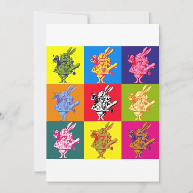 Couleur complète du lapin blanc Pop Art (Devant)