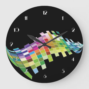 Couleur Cube Pixels Black Wall Horloge