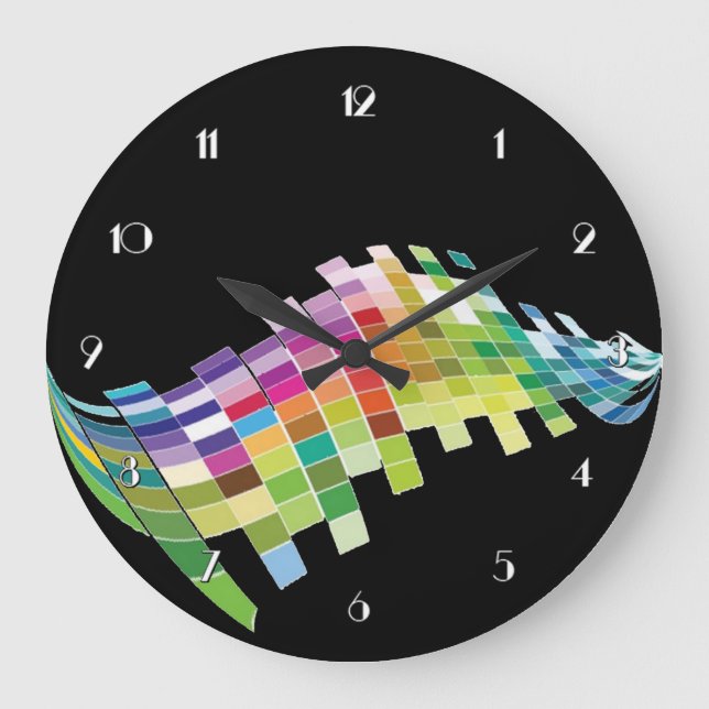 Couleur Cube Pixels Black Wall Horloge (Recto)