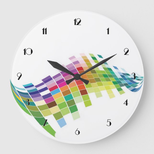 Couleur Cube Pixels Mur Blanc Horloge (Recto)