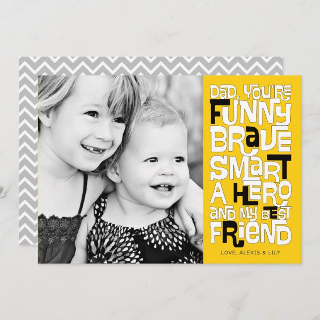 Couleur dans la carte de Fête des pères papa (Devant / Derrière)