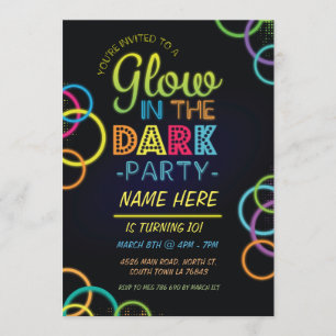 Couleur Dans L'Obscurité Anniversaire Invitation N