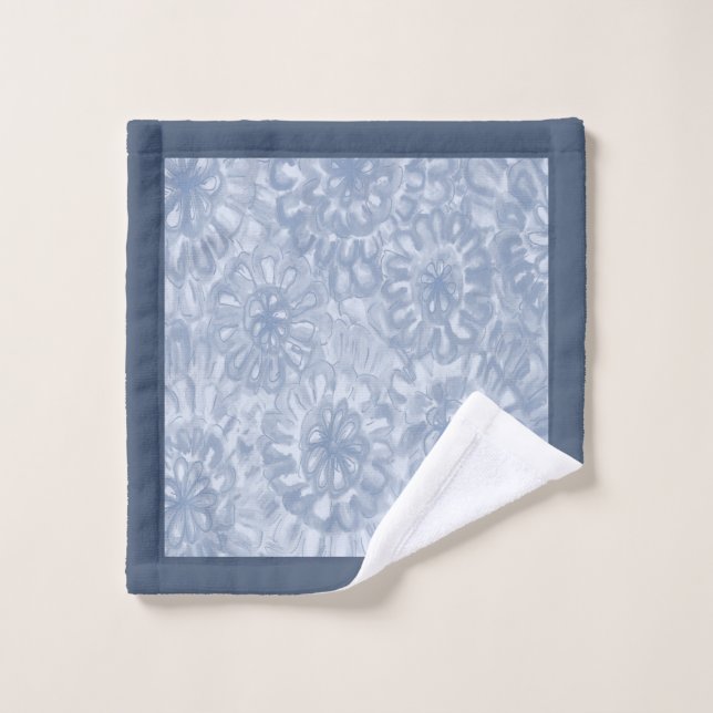 Couleur d'aquarelle bleu Parfait Matché Fleurs Aff (Gant de toilette)