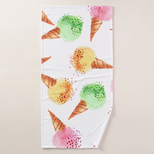 Couleur d'aquarelle d'été assortie de glace desser (Serviette de bain)