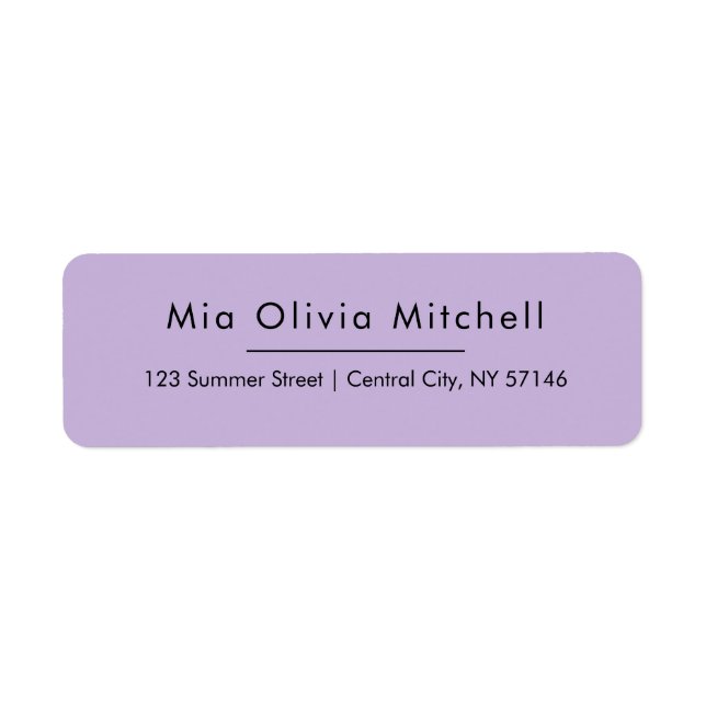 Couleur de tendance Violet doux Simple Étiquette d (Devant)
