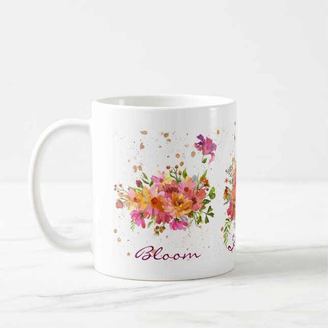Couleur d'eau Fleur Bright Gold Coffee Mug (Gauche)