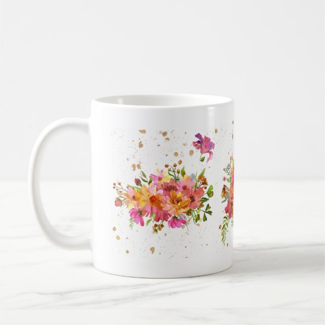 Couleur d'eau Fleur Bright Gold Coffee Mug (Gauche)