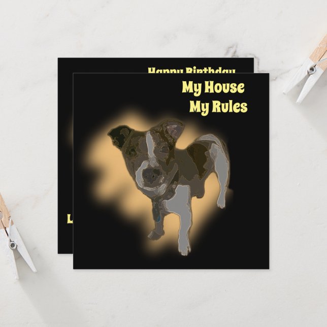 Couleur d'eau Fox Terrier, Carte d'anniversaire pl (Devant/Arrière en situation)