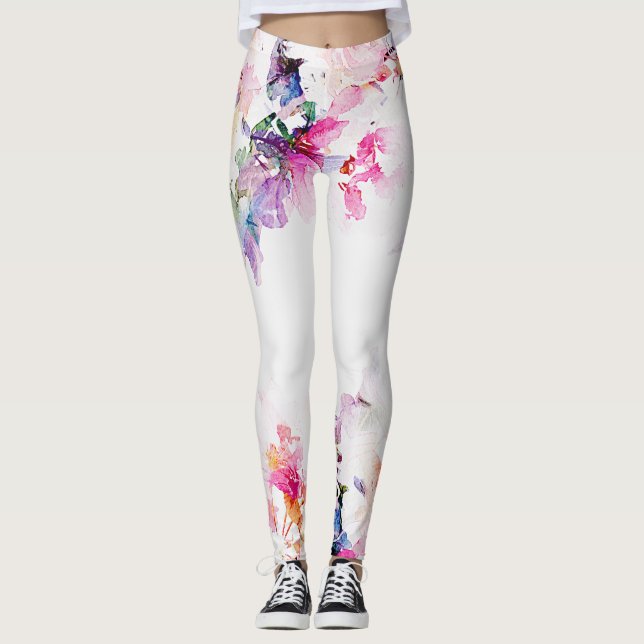 Couleur d'eau Leggings floraux (Devant)