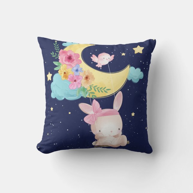 Couleur d'eau mignonne Lapin Jeu Oreiller (Recto)