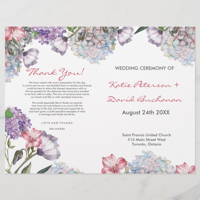 Couleur d'eau peinte à la main hydrangea mariage (Devant)