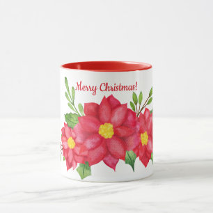 Couleur d'eau Poinsettia café de Noël Mug