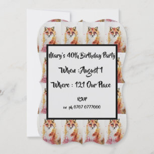 Couleur d'eau Red Fox 40th Birthday Invitation