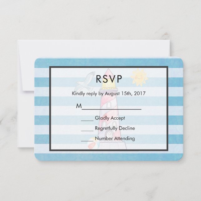 Couleur d'eau rouge clair phare mariage RSVP (Devant)